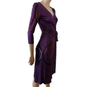 Purple wrap dress in silk jersey from flora kung