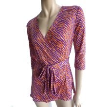 Emme purple flora kung silk jersey wrap blouse