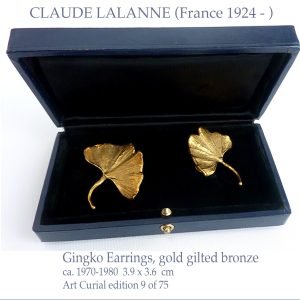 CLAUDE LALANNE gingko gold gilt earrings