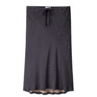 Ines-de-la-Fressange-navy-pindot-pull-on-A-line-skirt