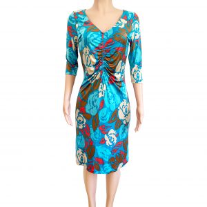 LENA-turquoise-silk-print-shift-dress-flora_kung