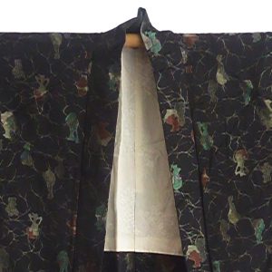 antique-japanese-black-brocade-silk-haori-kimono-selectioncoste