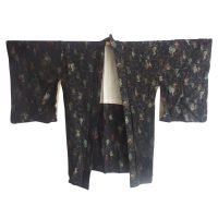 antique-japanese-black-silk-brocade-silk-haori-kimono-selectioncoste