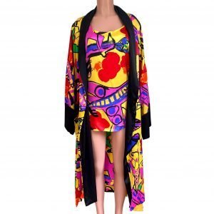 flora-kung-Pop-Modern-Art-Print-Silk-Kimono-dress-set