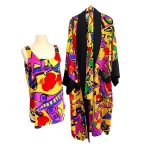 flora-kung-Pop-Modern-Art-Print-Silk-Kimono-set