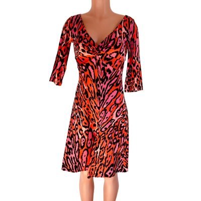 v-neck-pink-black-flora-kung-cheetah-print-silk-dress