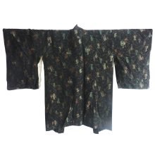 vintage-japanese-black-silk-brocade-haori-kimono-selectioncoste