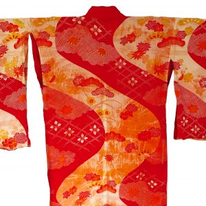 vintage-japanese-red-wave-print-silk-crepe-kimono-selectioncoste
