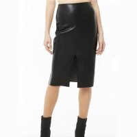 vegan-leather-pencil-skirt-with-slit