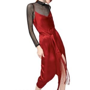 zara-red-silky-dress-with-slit