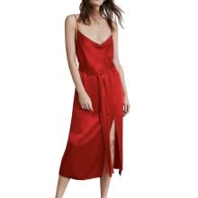 zara-silky-red-dress-with-slit-sexy