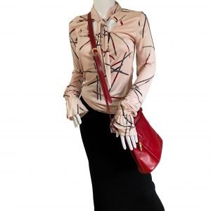 flora-kung-pink-mikado-blouse-longchamp-red-leather-bag