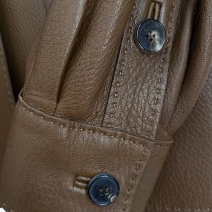 Hermes-Brown-Leather-Safari-Biker-Jacket-with-Logo-Buttons-ribbon-lining