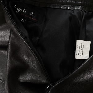 agnes-b.-lambskin-black-leather-skirt