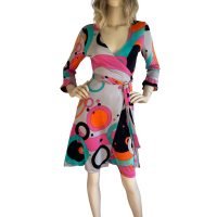 Flora Kung colorful silk jersey wrap dress Lind is perfect for day into evening