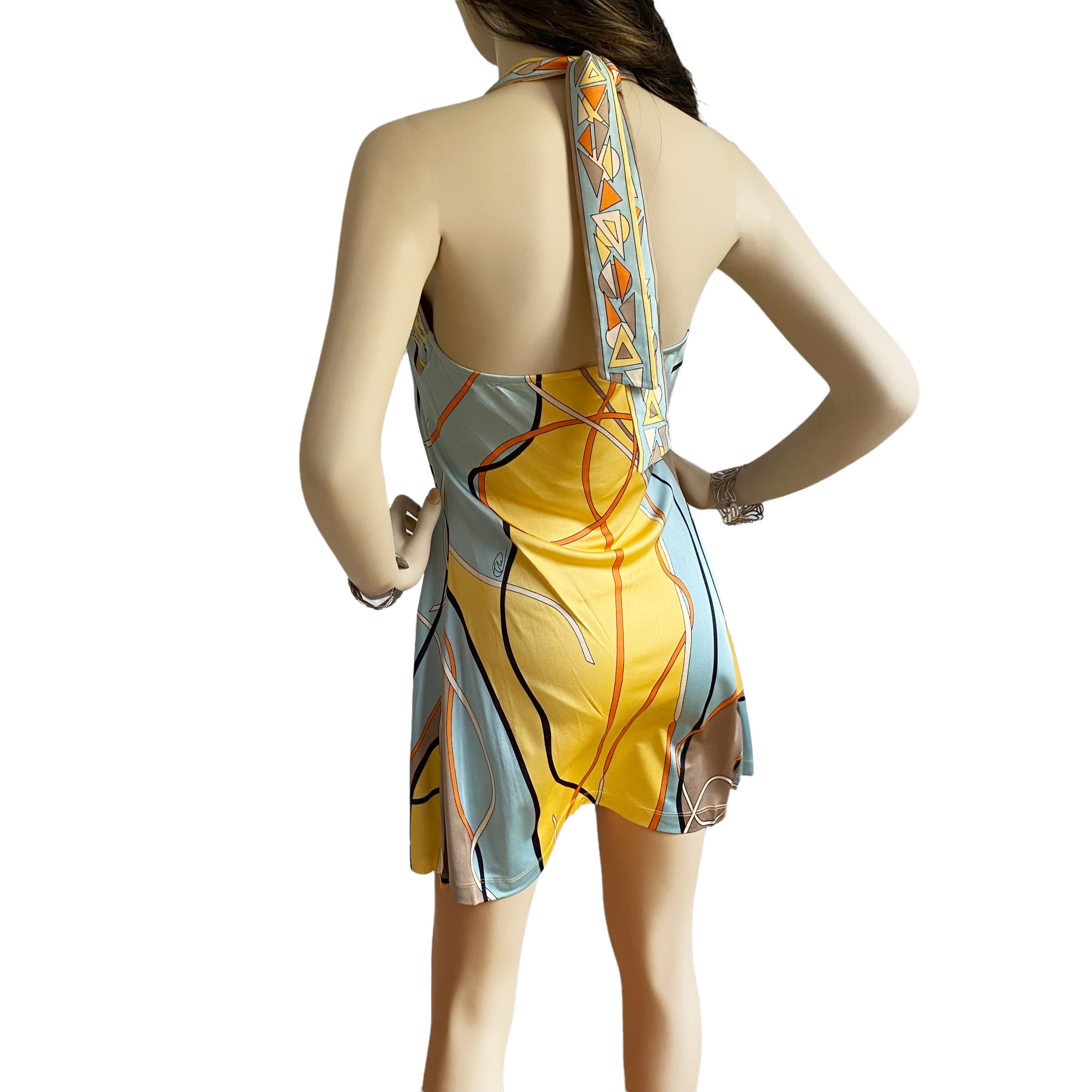 flora kung kacy yellow silk jersey halter mini dress
