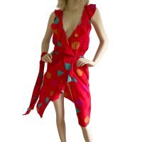 Flora Kung noemi red silk sleeveless wrap dress is perfect date dress for any special occasion